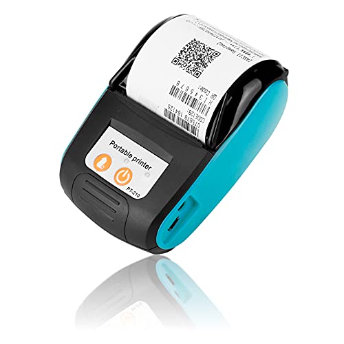 Lazmin ミニUSBポケットサーマルプリンター、50-89.9mm/s ハンドヘルドポータブルBTレシートプリンター 小売店/レストラン/工場/物流用(ブルー)